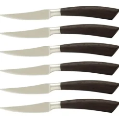 Saladini steakmes 10 cm wengéhout 6 stuks