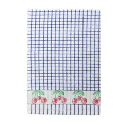 Samuel Lamont Poli-dri theedoek jacquard Blue / Cherry