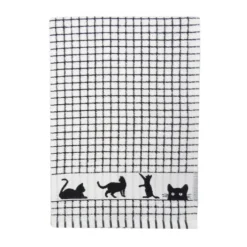 Samuel Lamont Poli-dri theedoek jacquard Black / Cats