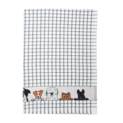 Samuel Lamont Poli-dri theedoek jacquard Charcoal / Dogs