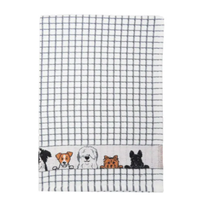 Samuel Lamont Poli-dri theedoek jacquard Charcoal / Dogs