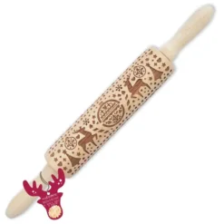 ScrapCooking Kerstmis reliëf deegroller 39 cm hout