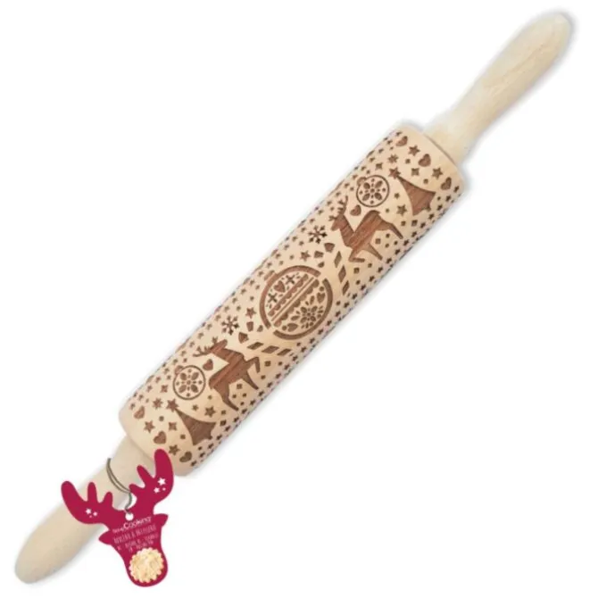 ScrapCooking Kerstmis reliëf deegroller 39 cm hout