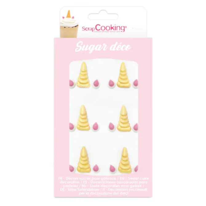 ScrapCooking suikerdecoratie unicorn hoorns 6 stuks