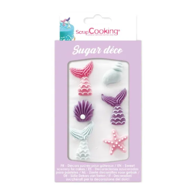 ScrapCooking suikerdecoratie zeemeerminfiguren 6 stuks