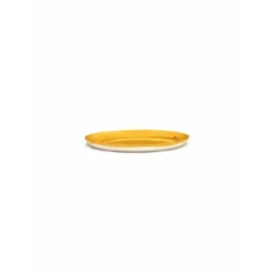 Serax Feast by Ottolenghi bord L ø 26 cm h 2 cm aardewerk Sunny Yellow + Swirl-Stripes Red