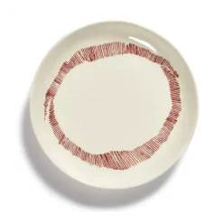 Serax Feast by Ottolenghi bord XS ø 16 cm h 2 cm aardewerk White + Swirl-Stripes Red