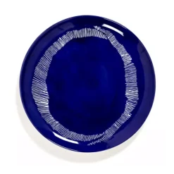 Serax Feast by Ottolenghi bord M ø 22 cm h 2 cm aardewerk Lapis Lazuli + Swirl-Stripes White