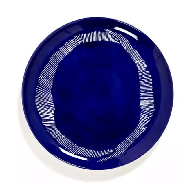 Serax Feast by Ottolenghi bord M ø 22 cm h 2 cm aardewerk Lapis Lazuli + Swirl-Stripes White