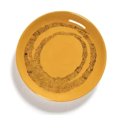 Serax Feast by Ottolenghi bord M ø 22 cm h 2 cm aardewerk Sunny Yellow + Swirl-Dots Black