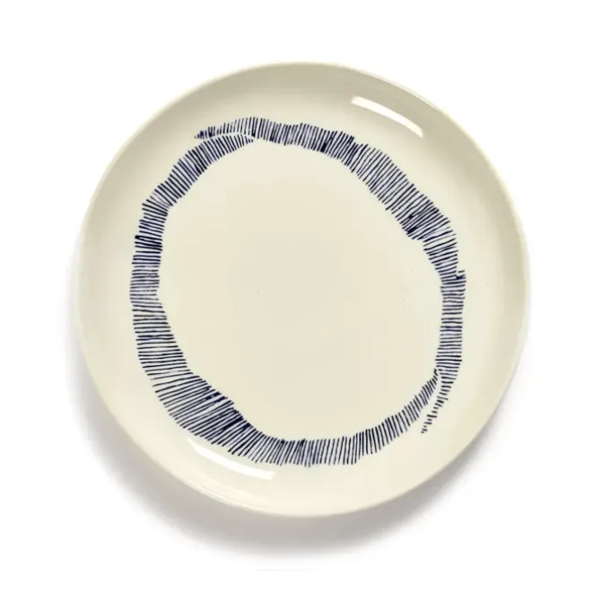 Serax Feast by Ottolenghi bord S ø 19 cm h 2 cm aardewerk White + Swirl-Stripes Blue
