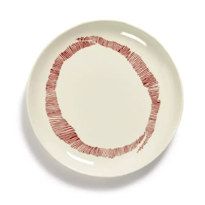 Serax Feast by Ottolenghi bord S ø 19 cm h 2 cm aardewerk White + Swirl-Stripes Red