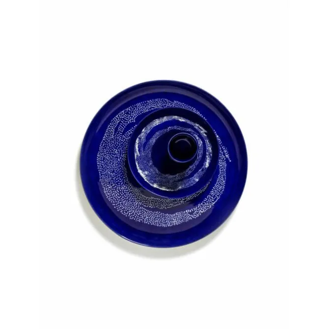 Serax Feast by Ottolenghi bord S ø 19 cm h 2 cm aardewerk Lapis Lazuli + Swirl-Dots White