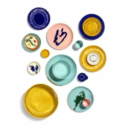 Serax Feast by Ottolenghi bord S ø 19 cm h 2 cm aardewerk Lapis Lazuli + Swirl-Dots White