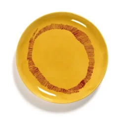 Serax Feast by Ottolenghi bord S ø 19 cm h 2 cm aardewerk Sunny Yellow + Swirl-Stripes Red