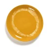 Serax Feast by Ottolenghi bord M ø 22 cm h 2 cm aardewerk Sunny Yellow + Swirl-Stripes White