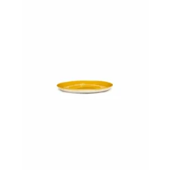 Serax Feast by Ottolenghi bord M ø 22 cm h 2 cm aardewerk Sunny Yellow + Swirl-Stripes White
