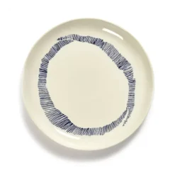 Serax Feast by Ottolenghi bord L ø 26 cm h 2 cm aardewerk White + Swirl-Stripes Blue