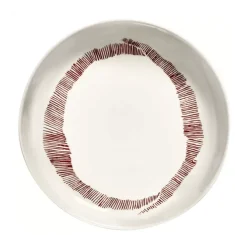 Serax Feast by Ottolenghi hoog bord ø 22 cm h 4 cm aardewerk White + Swirl-Stripes Red