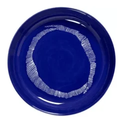 Serax Feast by Ottolenghi hoog bord ø 22 cm h 4 cm aardewerk Lapis Lazuli + Swirl-Stripes White