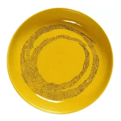 Serax Feast by Ottolenghi hoog bord ø 22 cm h 4 cm aardewerk Sunny Yellow + Swirl-Dots Black