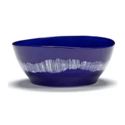 Serax Feast by Ottolenghi kom L ø 17 cm h 7 cm aardewerk Delicious Pink + Swirl-Stripes Blue