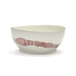 Serax Feast by Ottolenghi kom L ø 17 cm h 7 cm aardewerk White + Swirl-Stripes Red
