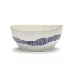 Serax Feast by Ottolenghi kom S ø 15 cm h 7 cm aardewerk White + Swirl-Stripes Blue