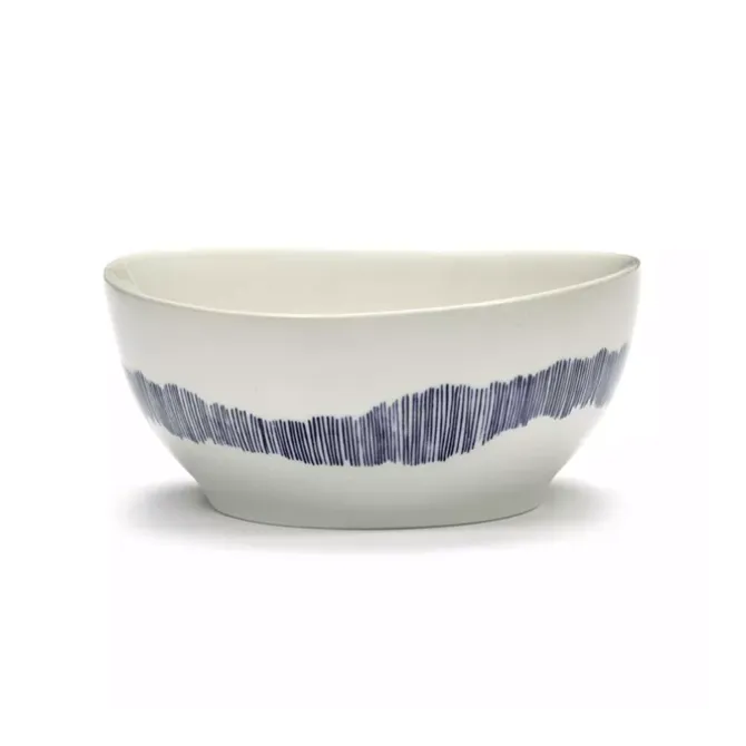 Serax Feast by Ottolenghi kom S ø 15 cm h 7 cm aardewerk White + Swirl-Stripes Blue