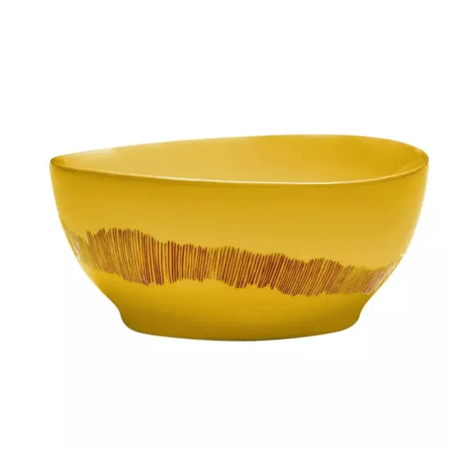 Serax Feast by Ottolenghi kom S ø 15 cm h 7 cm aardewerk Sunny Yellow + Swirl-Stripes Red