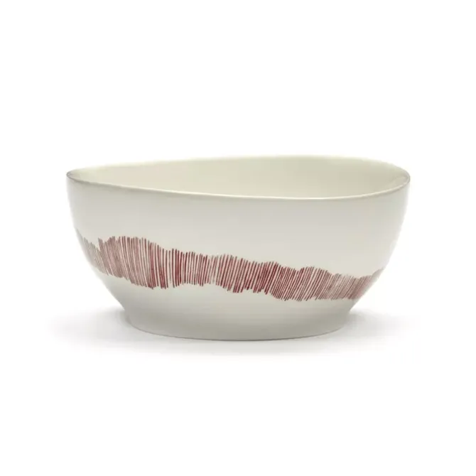 Serax Feast by Ottolenghi kom S ø 15 cm h 7 cm aardewerk White + Swirl-Stripes Red
