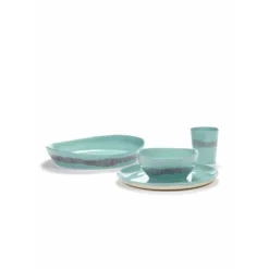 Serax Feast by Ottolenghi serveerschaal S ø 30 cm h 6 cm aardewerk Azure + Swirl Stripes Red