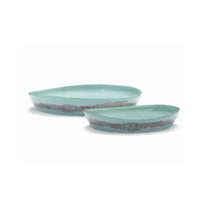 Serax Feast by Ottolenghi serveerschaal S ø 30 cm h 6 cm aardewerk Azure + Swirl Stripes Red