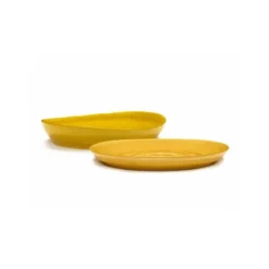 Serax Feast by Ottolenghi serveerschaal M ø 34 cm h 4 cm aardewerk White + Swirl Stripes Blue