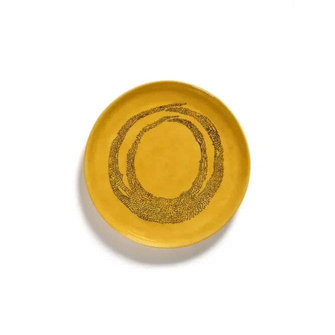 Serax Feast by Ottolenghi serveerschaal M ø 34 cm h 4 cm aardewerk Sunny Yellow + Swirl Dots Black