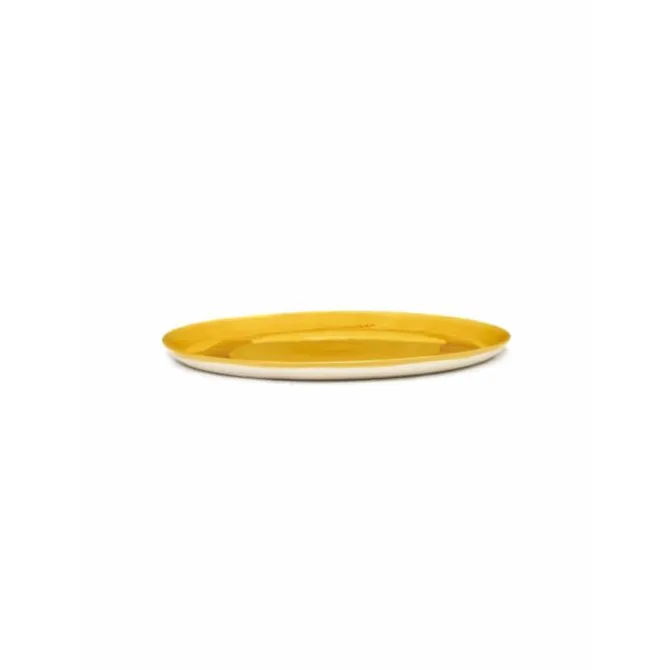 Serax Feast by Ottolenghi serveerbord ø 35 cm h 2 cm aardewerk Sunny Yellow + Swirl Stripes Red