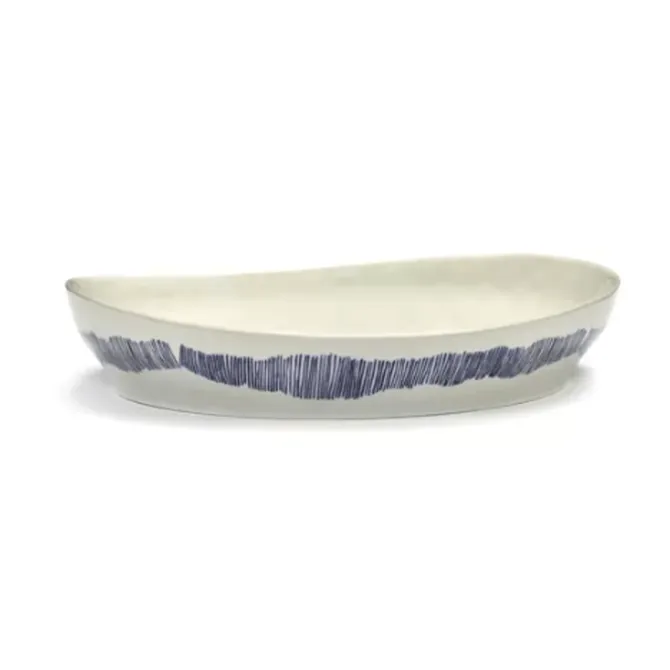 Serax Feast by Ottolenghi serveerschaal S ø 30 cm h 6 cm aardewerk White + Swirl Stripes Blue