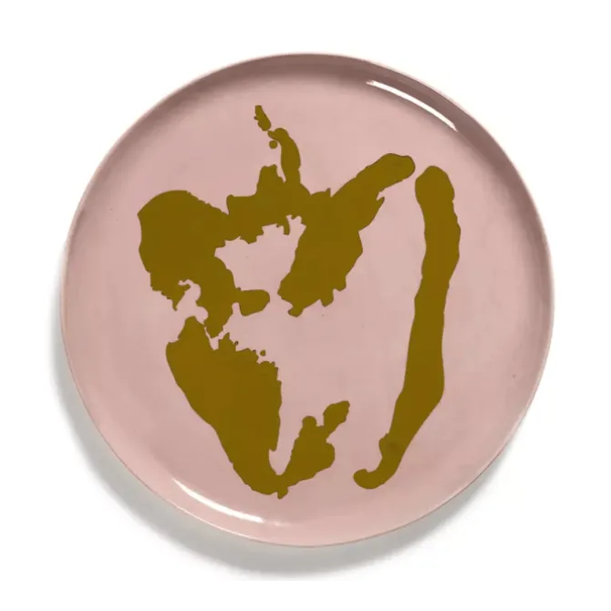 Serax Feast by Ottolenghi serveerbord ø 35 cm h 2 cm aardewerk Delicious Pink + Pepper Gold