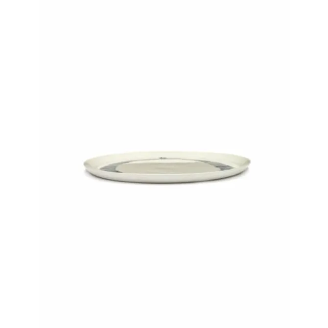 Serax Feast by Ottolenghi serveerbord ø 35 cm h 2 cm aardewerk White + Swirl Stripes Blue