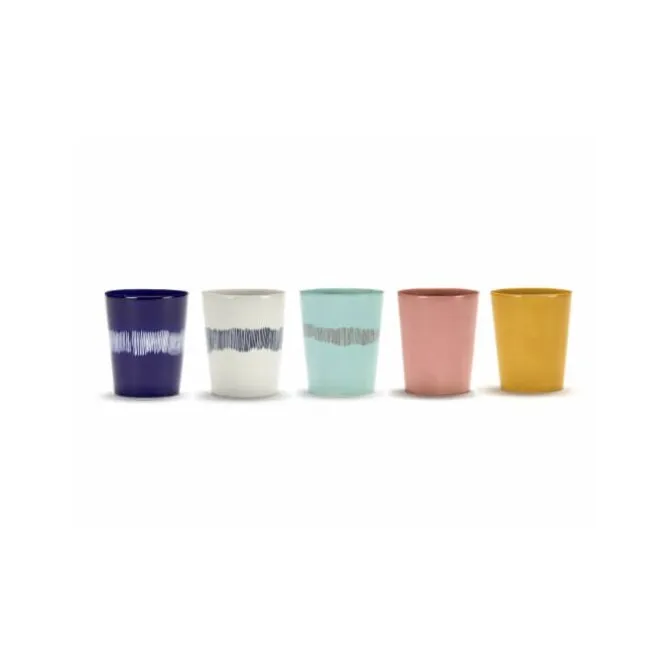 Serax Feast by Ottolenghi theekop 330 ml aardewerk Lapis Lazuli + Swirl-Stripes White