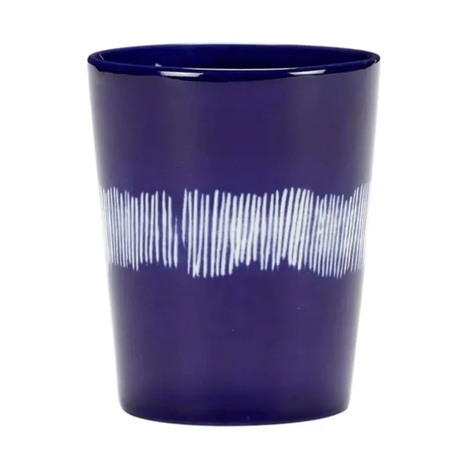 Serax Feast by Ottolenghi theekop 330 ml aardewerk Lapis Lazuli + Swirl-Stripes White