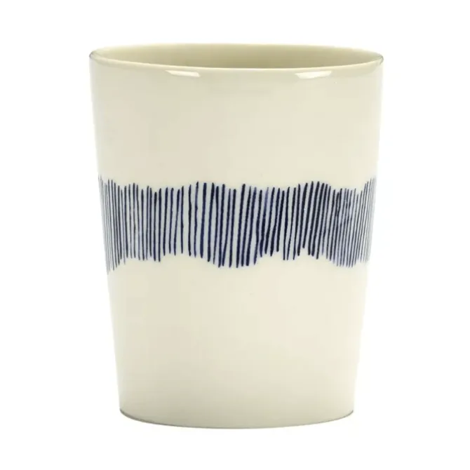 Serax Feast by Ottolenghi theekop 330 ml aardewerk White + Swirl-Stripes Blue