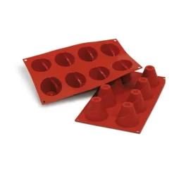 Silikomart bakmat 8 vulkaanvormen ø 6,0 x 5,1 cm silicone bruin