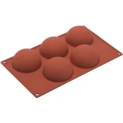 Silikomart bakvorm 5 halve bollen ø 8 cm silicone bruin