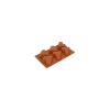 Silikomart bakvorm 6 harten ø 6,5 cm silicone bruin