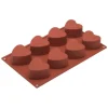 Silikomart bakvorm 8 harten ø 6 cm silicone bruin
