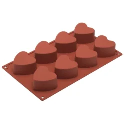 Silikomart bakvorm 8 harten ø 6 cm silicone bruin