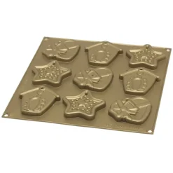 Silikomart bakvorm kerstkoekjes 30 cm silicone goudkleurig