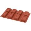 Silikomart bakvorm 8 savarins rechthoek 7,2 cm silicone bruin