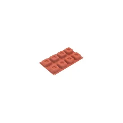 Silikomart bakvorm 8 vierkante savarins 6,5 cm silicone bruin